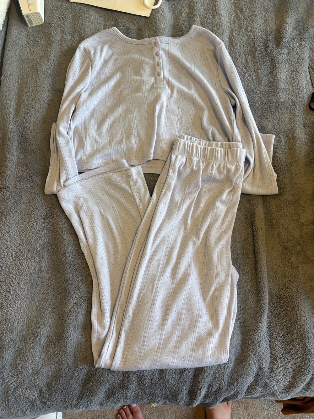 GAP Light Lavender Ribbed Two-Piece Pajama Set